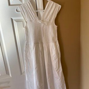 Free Assembly White Smocked Midi Dress